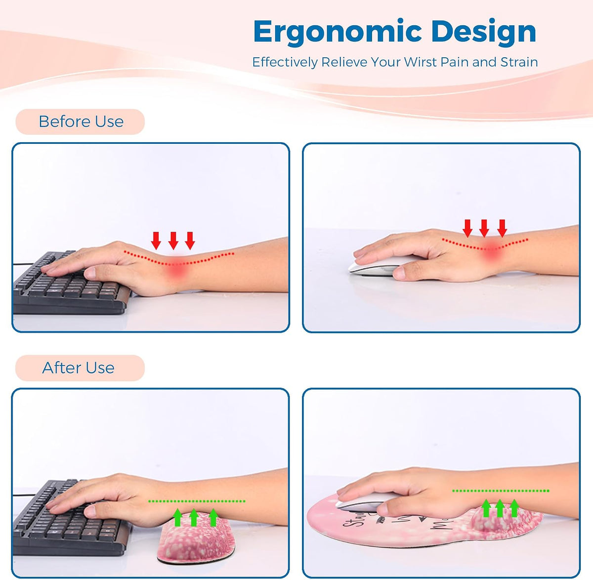 Mouse Pad and Keyboard Wrist Rest Support,Ergonomic Mouse Pad Set