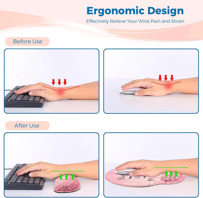 Mouse Pad and Keyboard Wrist Rest Support,Ergonomic Mouse Pad Set