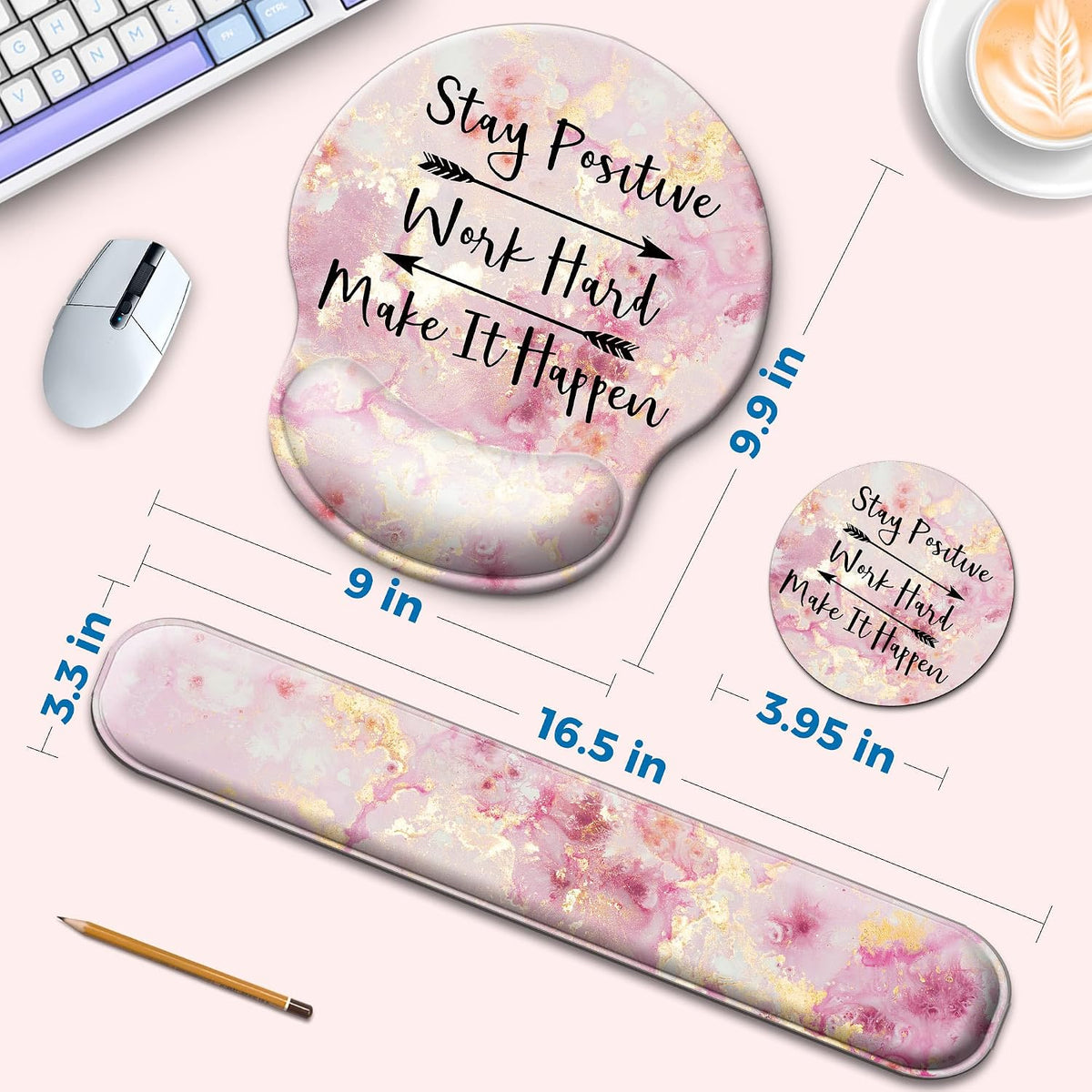Mouse Pad and Keyboard Wrist Rest Support,Ergonomic Mouse Pad Set