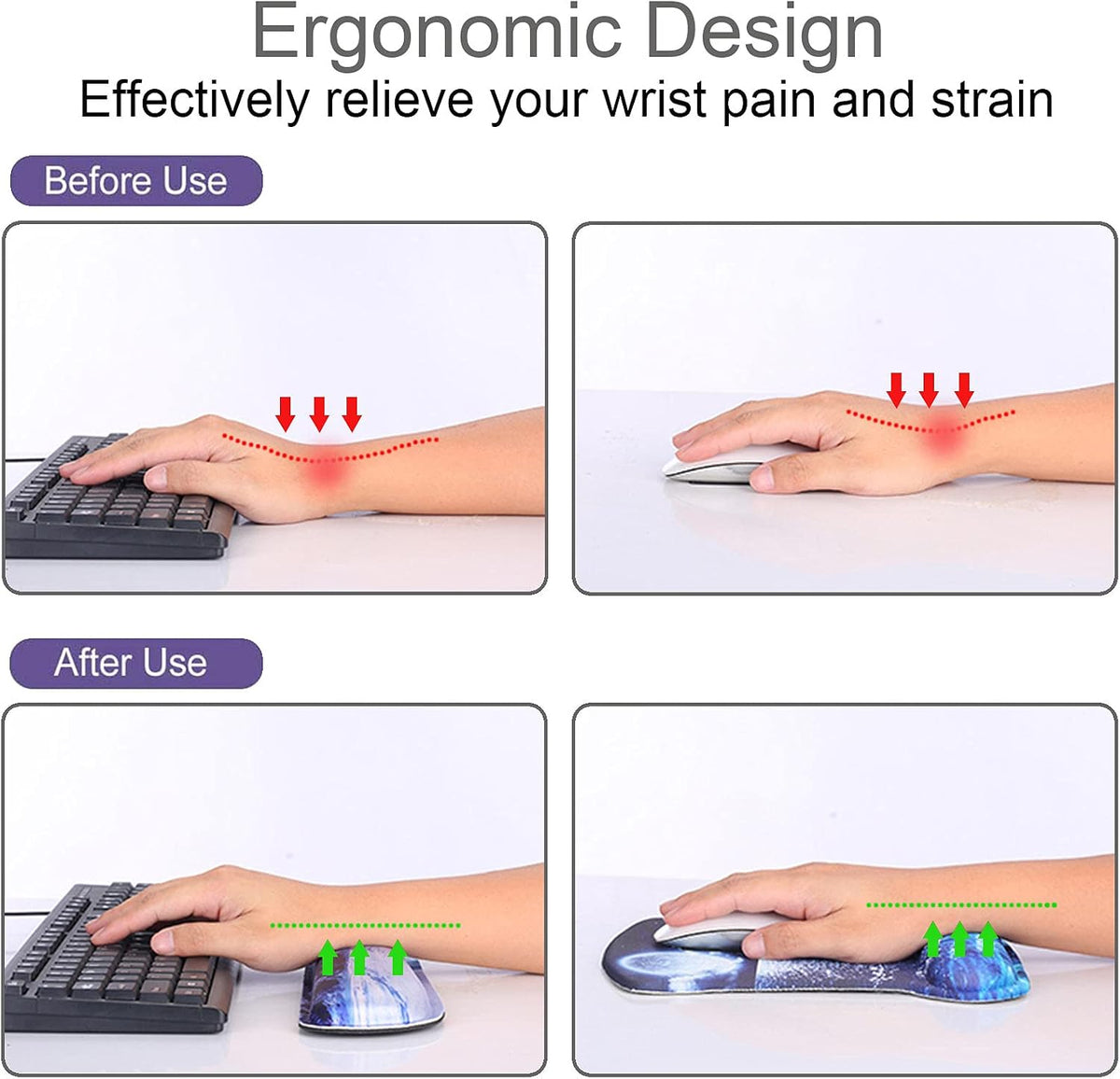 Mouse Pad and Keyboard Wrist Rest Support,Ergonomic Mouse Pad Set