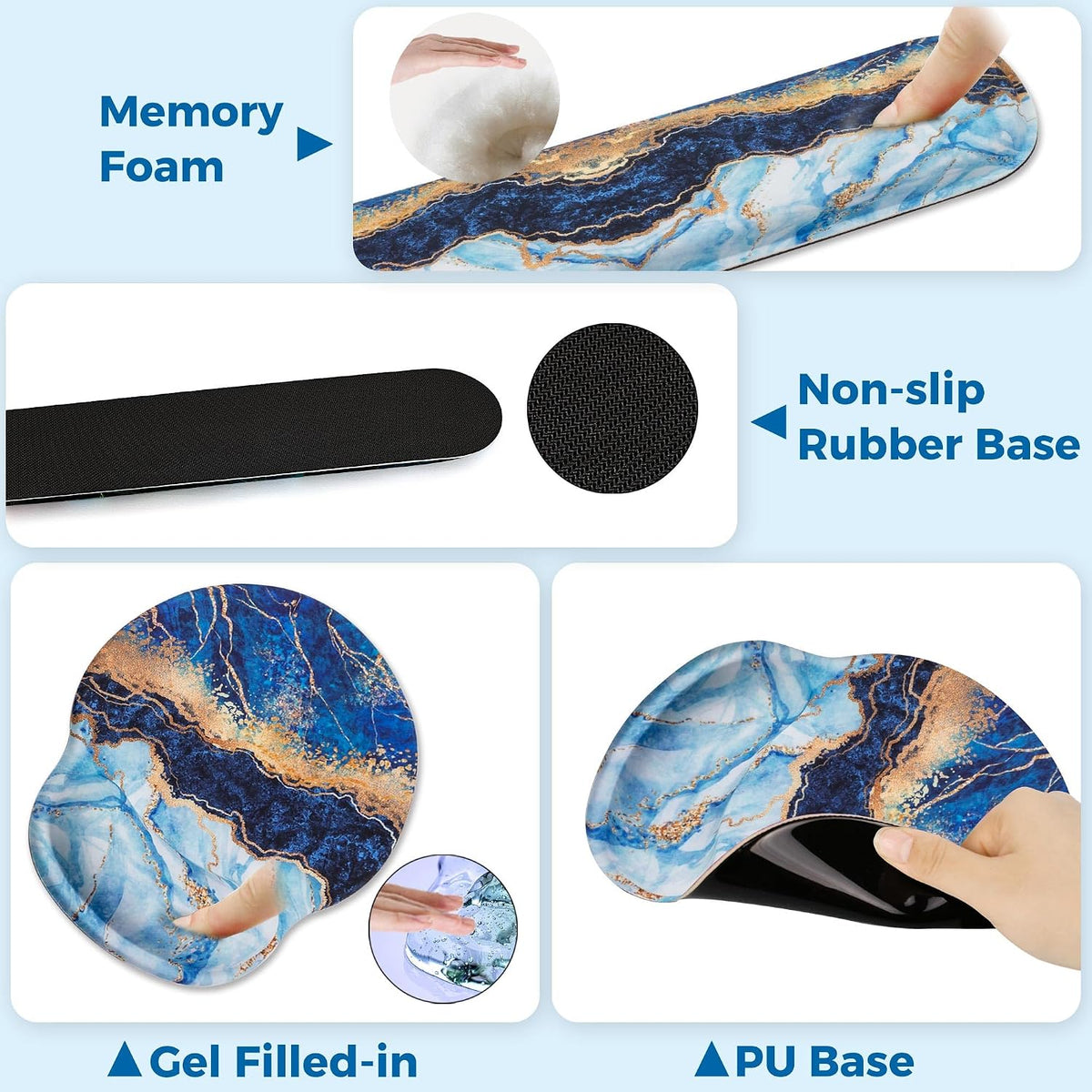 Mouse Pad and Keyboard Wrist Rest Support,Ergonomic Mouse Pad Set