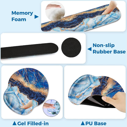 Mouse Pad and Keyboard Wrist Rest Support,Ergonomic Mouse Pad Set