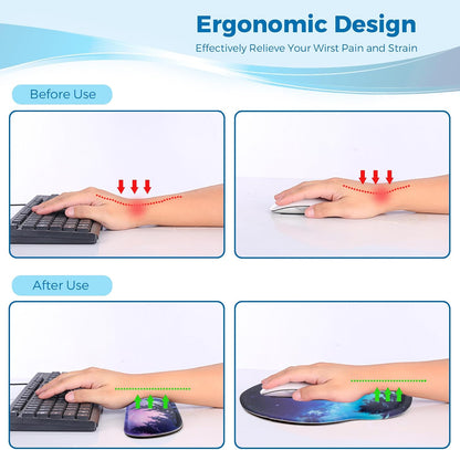 Mouse Pad and Keyboard Wrist Rest Support,Ergonomic Mouse Pad Set