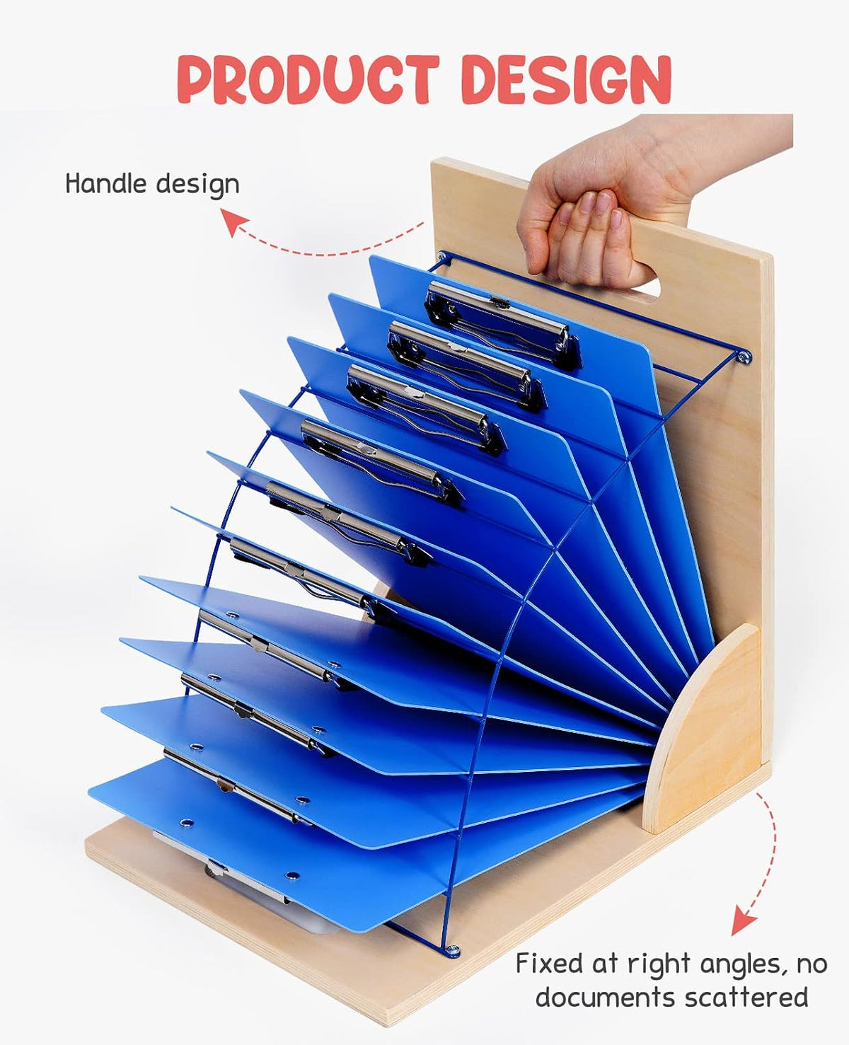 Clipboard Holder, Wood and Metal Clipboard Holder Stand, Small White Board Storage Rack Organizer for Classroom, Office, Assembly Required (1)