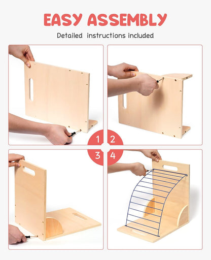 Clipboard Holder, Wood and Metal Clipboard Holder Stand, Small White Board Storage Rack Organizer for Classroom, Office, Assembly Required (1)