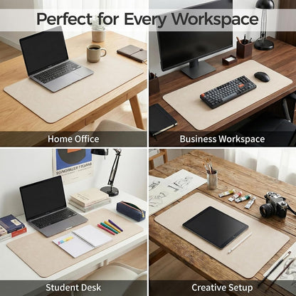 Premium Faux Leather Desk Mat & Tray Set，Innovative Cork-Look Printed Base，Gift Tube Packaging，Full-Desk Coverage，Non-Slip Desk Pad for Office Home（Espresso Brown）