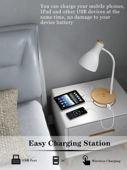 Metal Desk Lamp Wireless Charging Table Lamp Touch Reading Lights