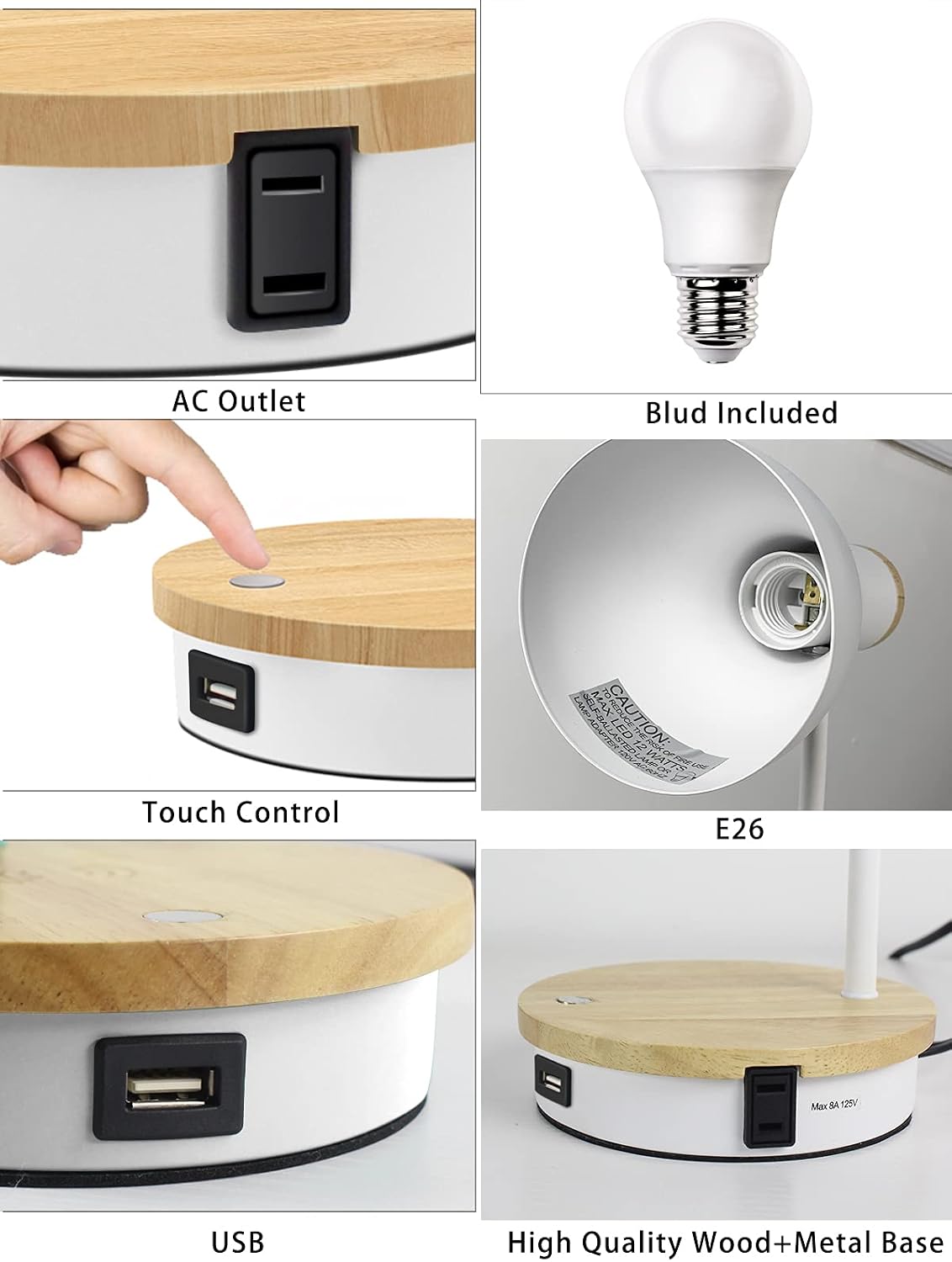 Metal Desk Lamp Wireless Charging Table Lamp Touch Reading Lights