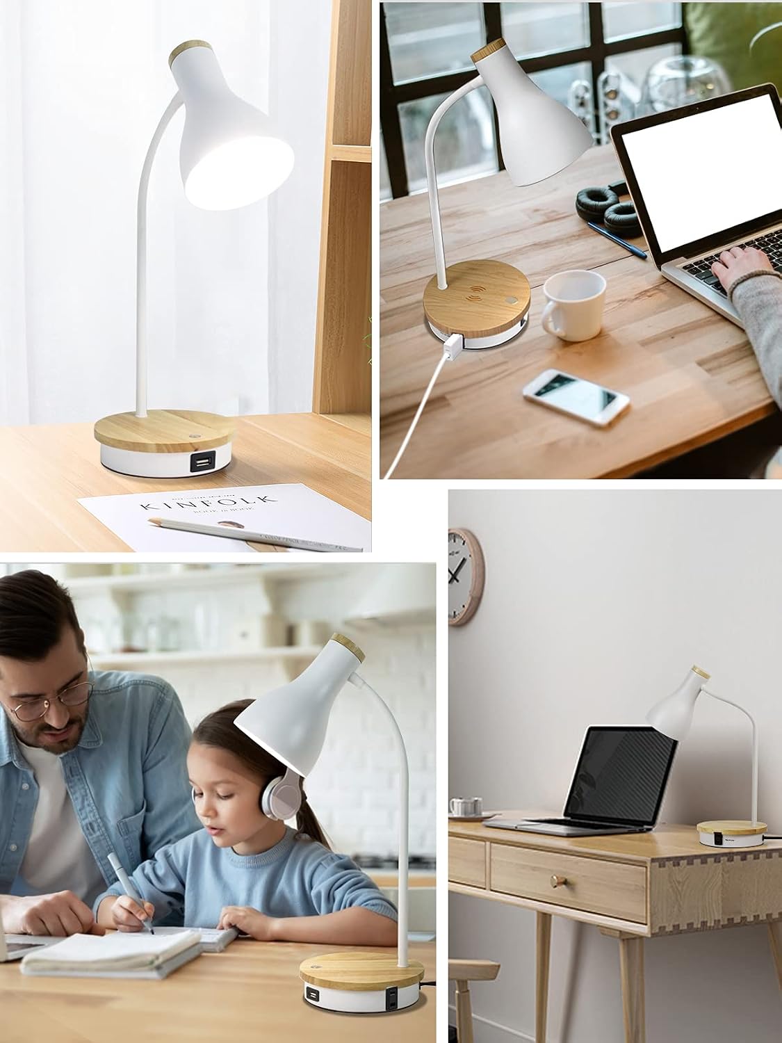 Metal Desk Lamp Wireless Charging Table Lamp Touch Reading Lights