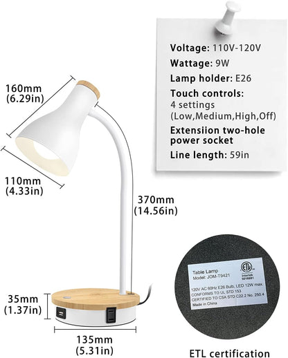 Metal Desk Lamp Wireless Charging Table Lamp Touch Reading Lights