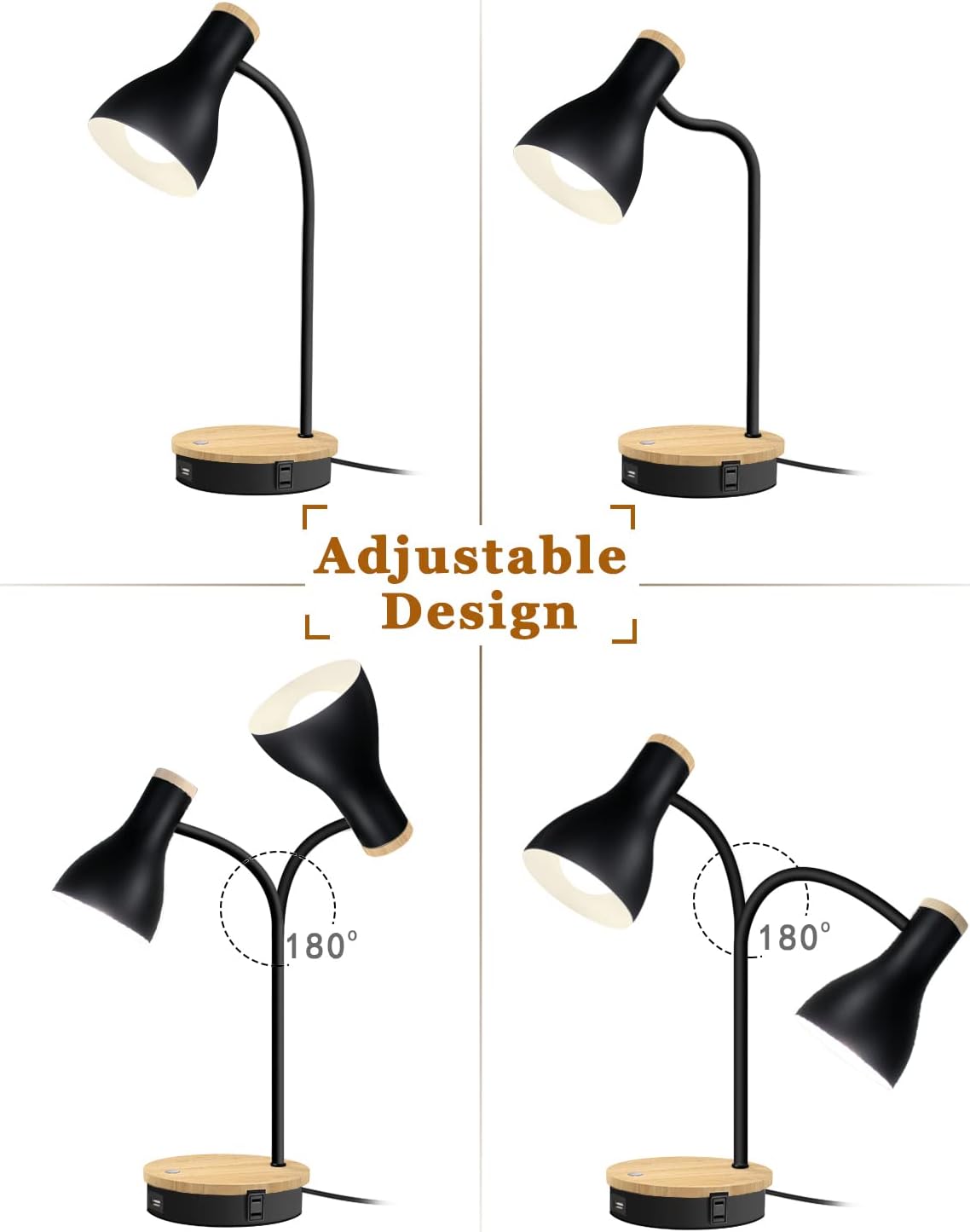 Metal Desk Lamp Wireless Charging Table Lamp Touch Reading Lights