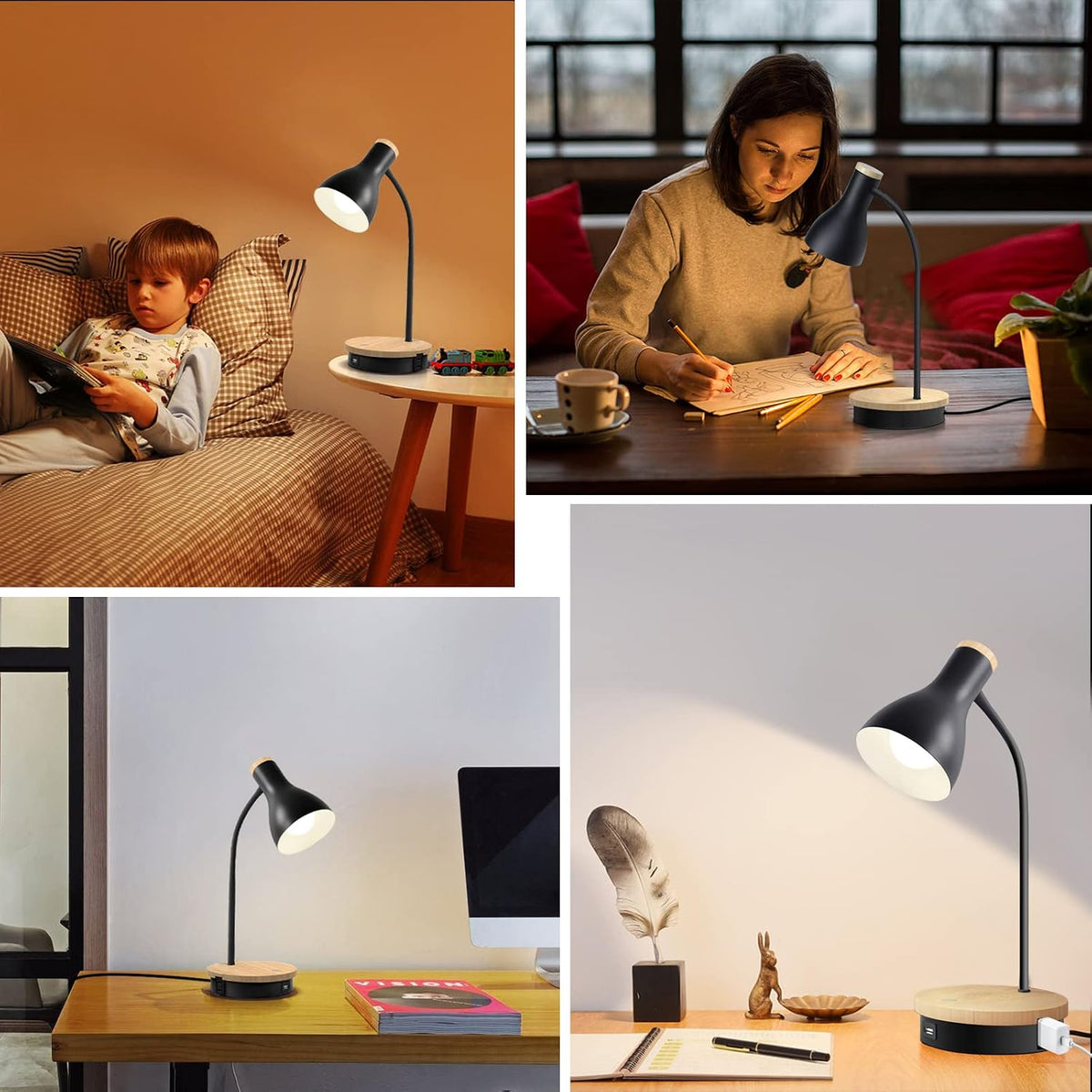 Metal Desk Lamp Wireless Charging Table Lamp Touch Reading Lights