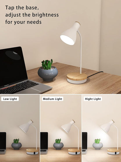 Metal Desk Lamp Wireless Charging Table Lamp Touch Reading Lights
