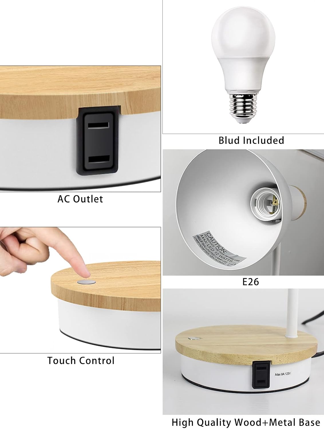 Metal Desk Lamp Wireless Charging Table Lamp Touch Reading Lights