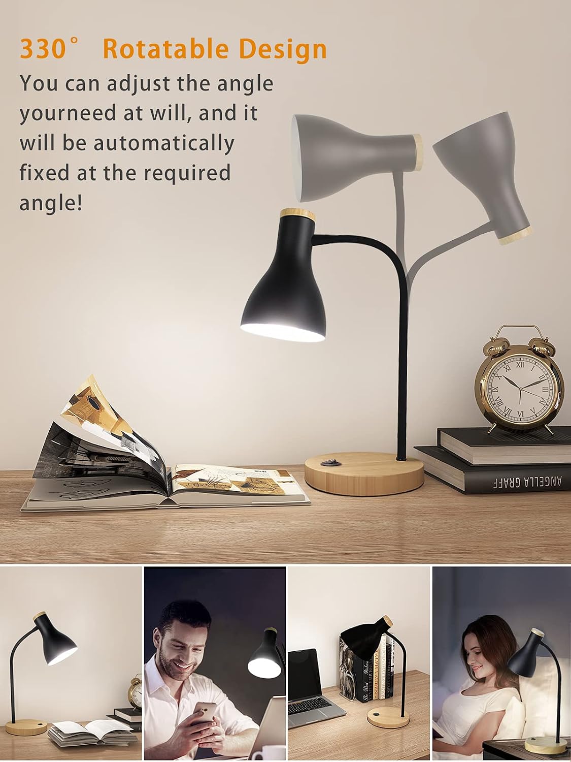 Metal Desk Lamp Wireless Charging Table Lamp Touch Reading Lights