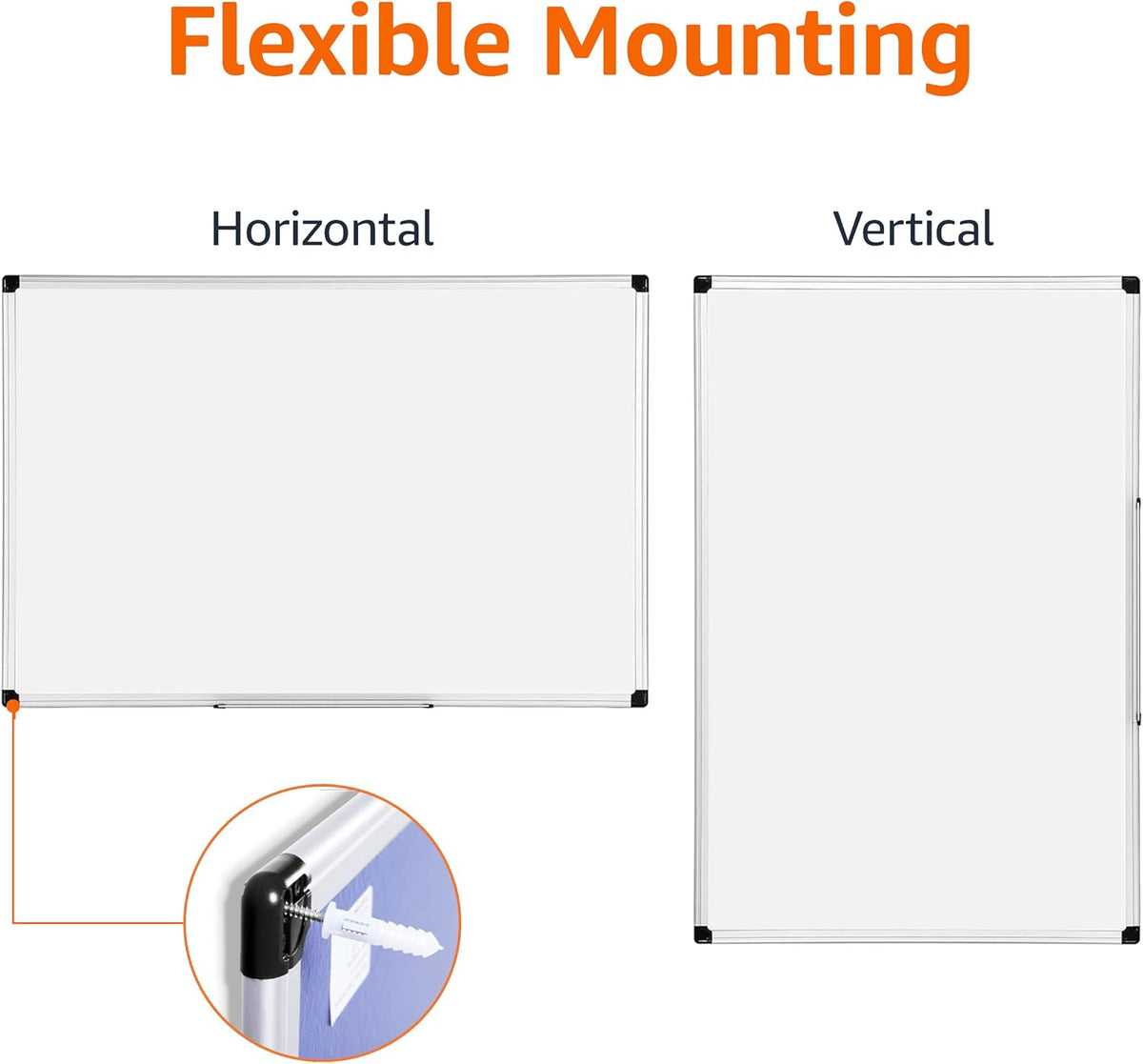 Magnetic Dry Erase Whiteboard, 36"W x 24"H, Aluminum Frame, Silver/White, Easy to Install and Clean