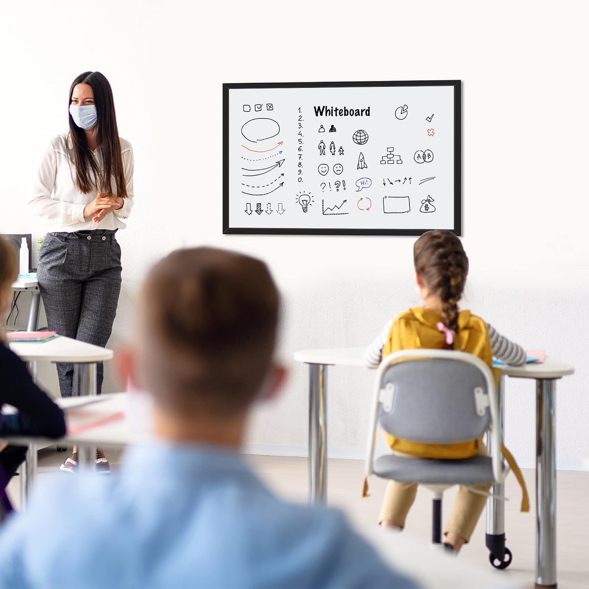 Magnetic Dry Erase Whiteboard, 36"W x 24"H, Aluminum Frame, Silver/White, Easy to Install and Clean
