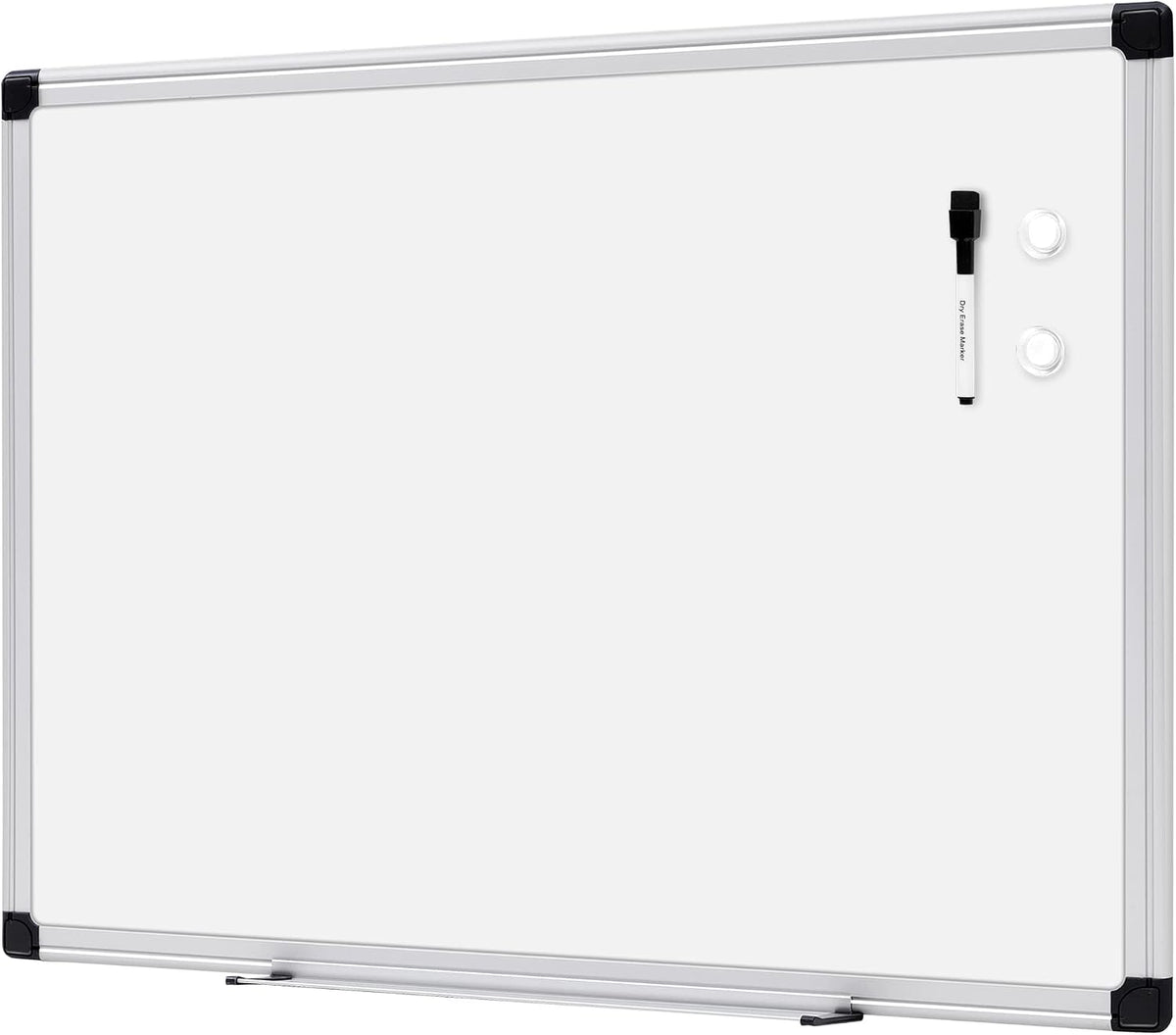 Magnetic Dry Erase Whiteboard, 36"W x 24"H, Aluminum Frame, Silver/White, Easy to Install and Clean