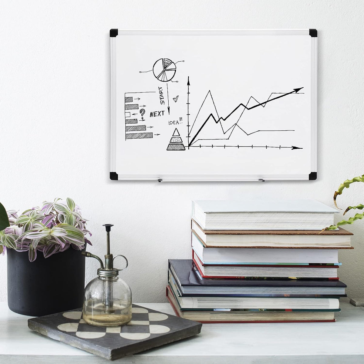 Magnetic Dry Erase Whiteboard, 36"W x 24"H, Aluminum Frame, Silver/White, Easy to Install and Clean