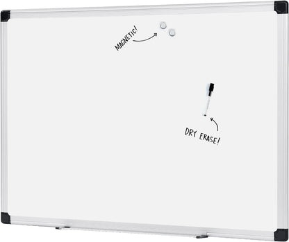 Magnetic Dry Erase Whiteboard, 36"W x 24"H, Aluminum Frame, Silver/White, Easy to Install and Clean