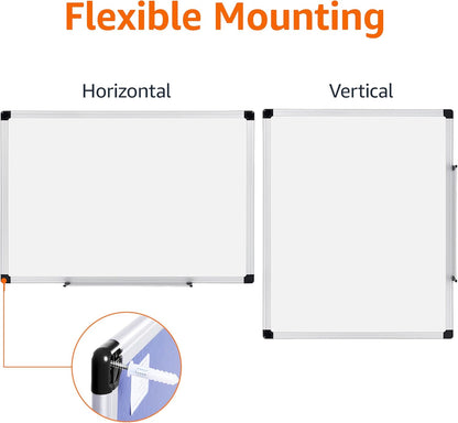 Magnetic Dry Erase Whiteboard, 36"W x 24"H, Aluminum Frame, Silver/White, Easy to Install and Clean