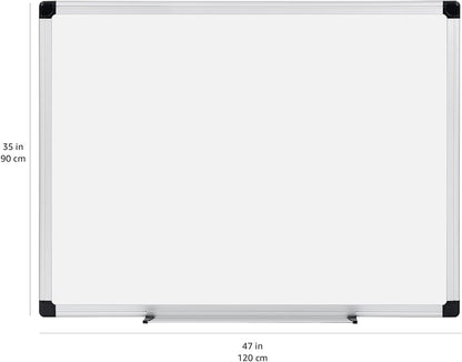 Magnetic Dry Erase Whiteboard, 36"W x 24"H, Aluminum Frame, Silver/White, Easy to Install and Clean