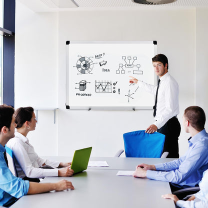 Magnetic Dry Erase Whiteboard, 36"W x 24"H, Aluminum Frame, Silver/White, Easy to Install and Clean