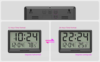 Digital Wall Clock Battery Operated, 8 Inch Small Wall Clock with Large Display, Temperature and Date | Simple Desk Clock | Silent Wall Mount Digital Clock for Bedroom, Kitchen, Living Room, Office