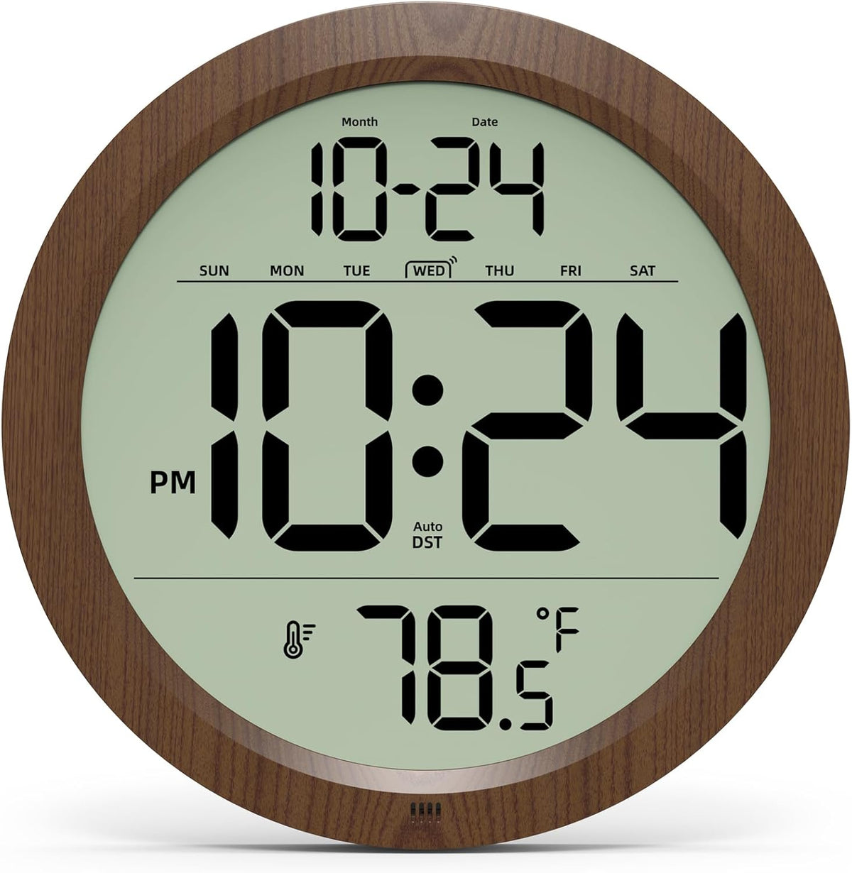 Digital Wall Clock Battery Operated, 8 Inch Small Wall Clock with Large Display, Temperature and Date | Simple Desk Clock | Silent Wall Mount Digital Clock for Bedroom, Kitchen, Living Room, Office
