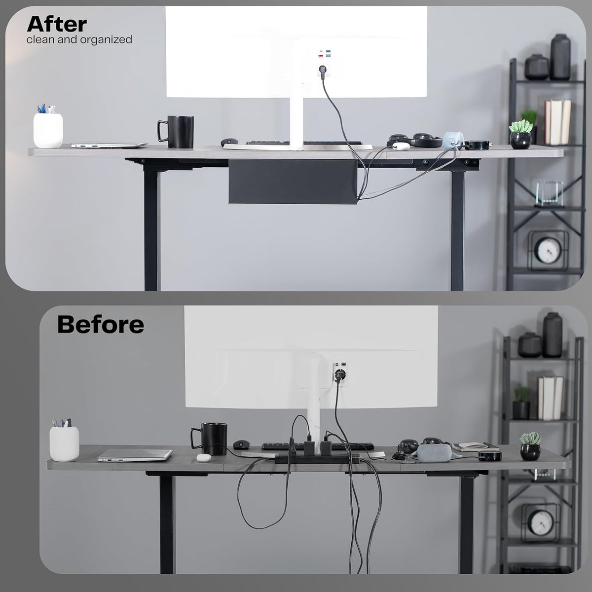 Black 17 in Under Desk Cable Management Tray, DESK-AC06-1C