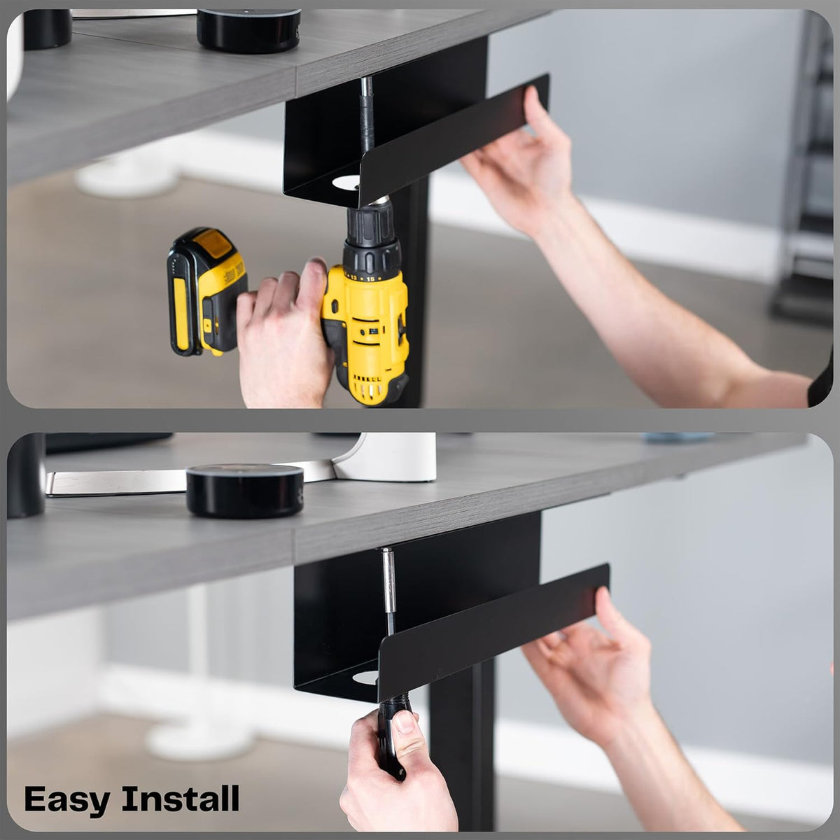 Black 17 in Under Desk Cable Management Tray, DESK-AC06-1C