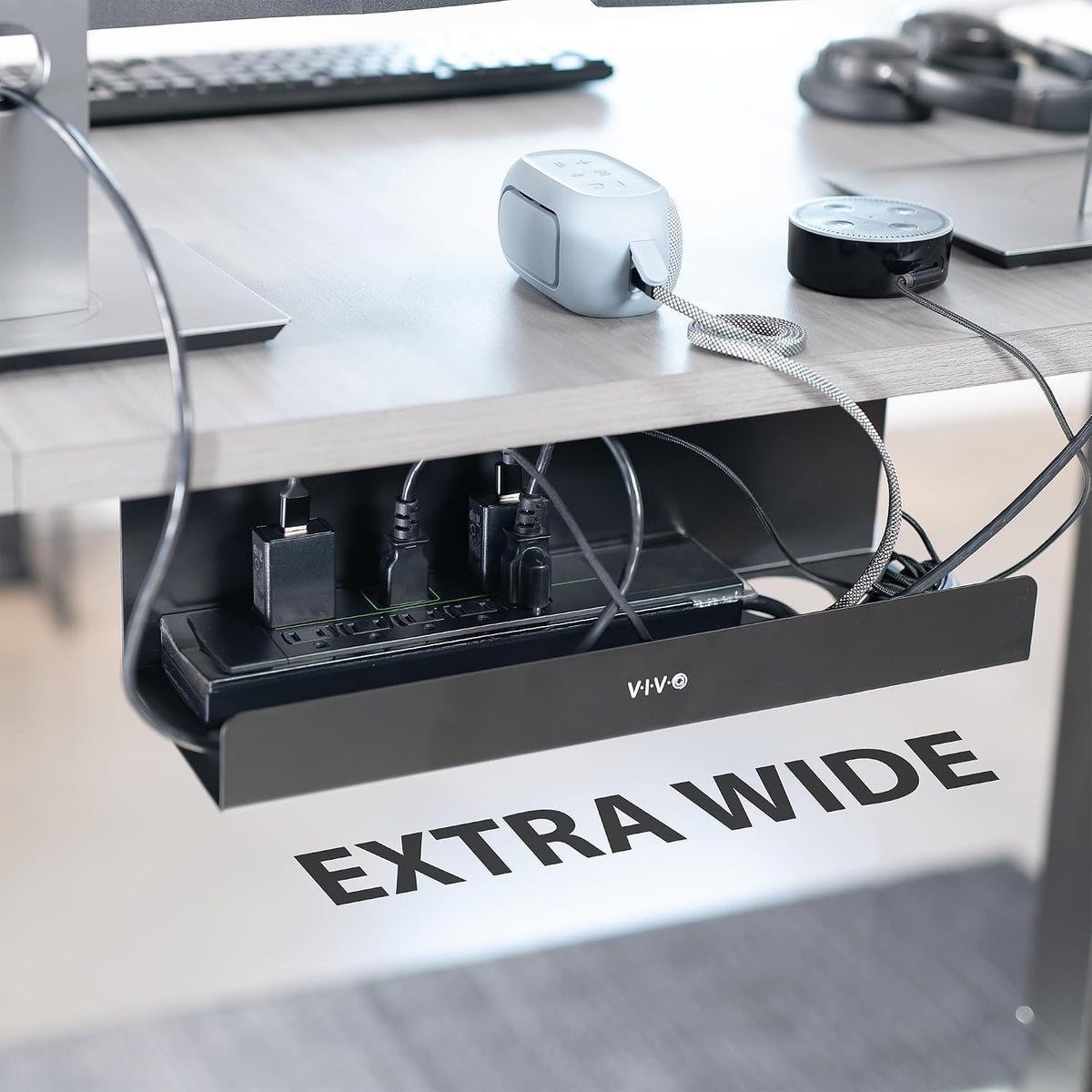 Black 17 in Under Desk Cable Management Tray, DESK-AC06-1C