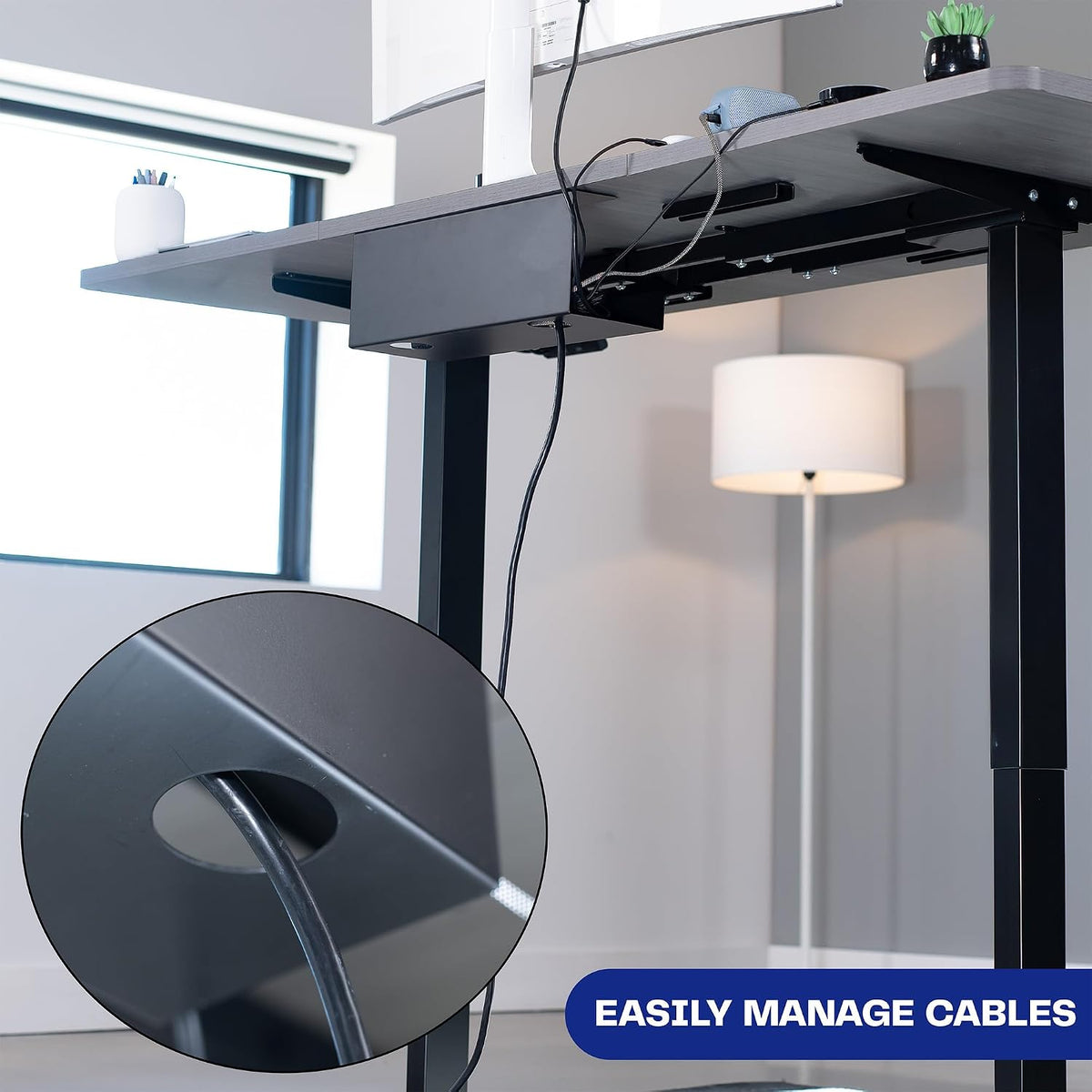Black 17 in Under Desk Cable Management Tray, DESK-AC06-1C