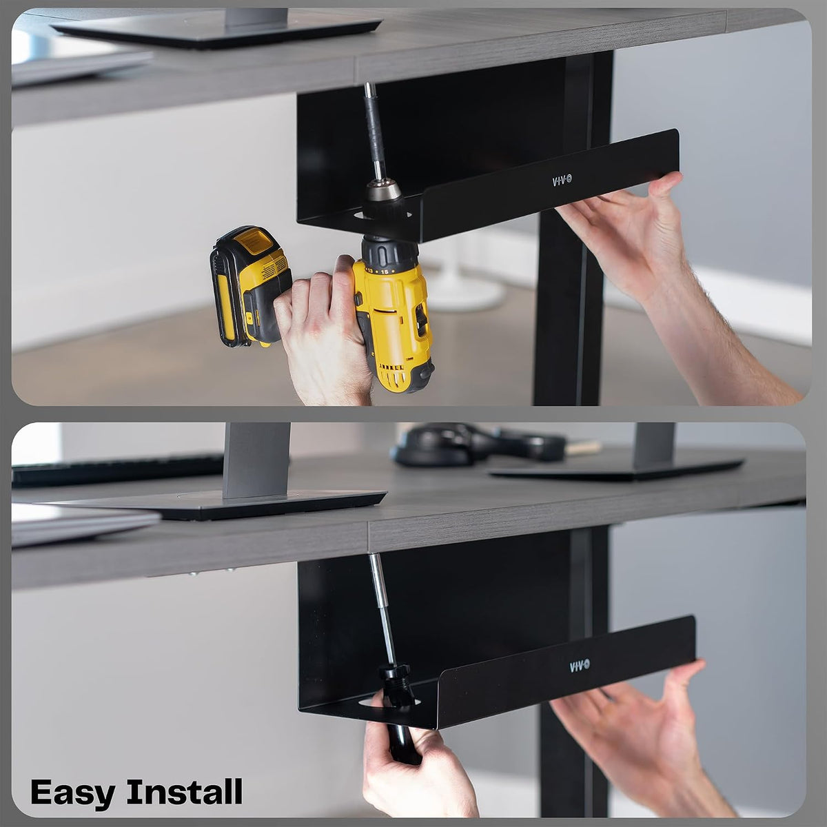 Black 17 in Under Desk Cable Management Tray, DESK-AC06-1C