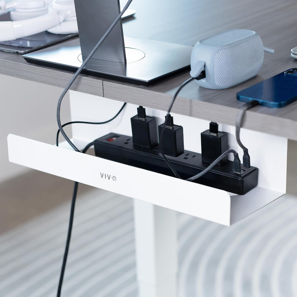 Black 17 in Under Desk Cable Management Tray, DESK-AC06-1C