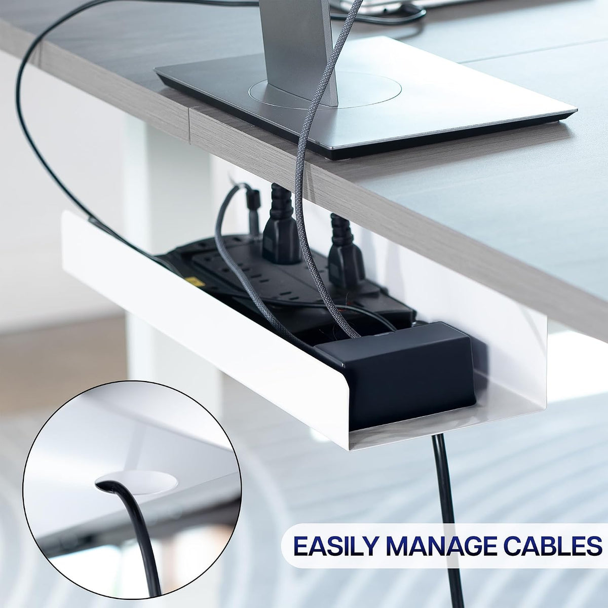Black 17 in Under Desk Cable Management Tray, DESK-AC06-1C