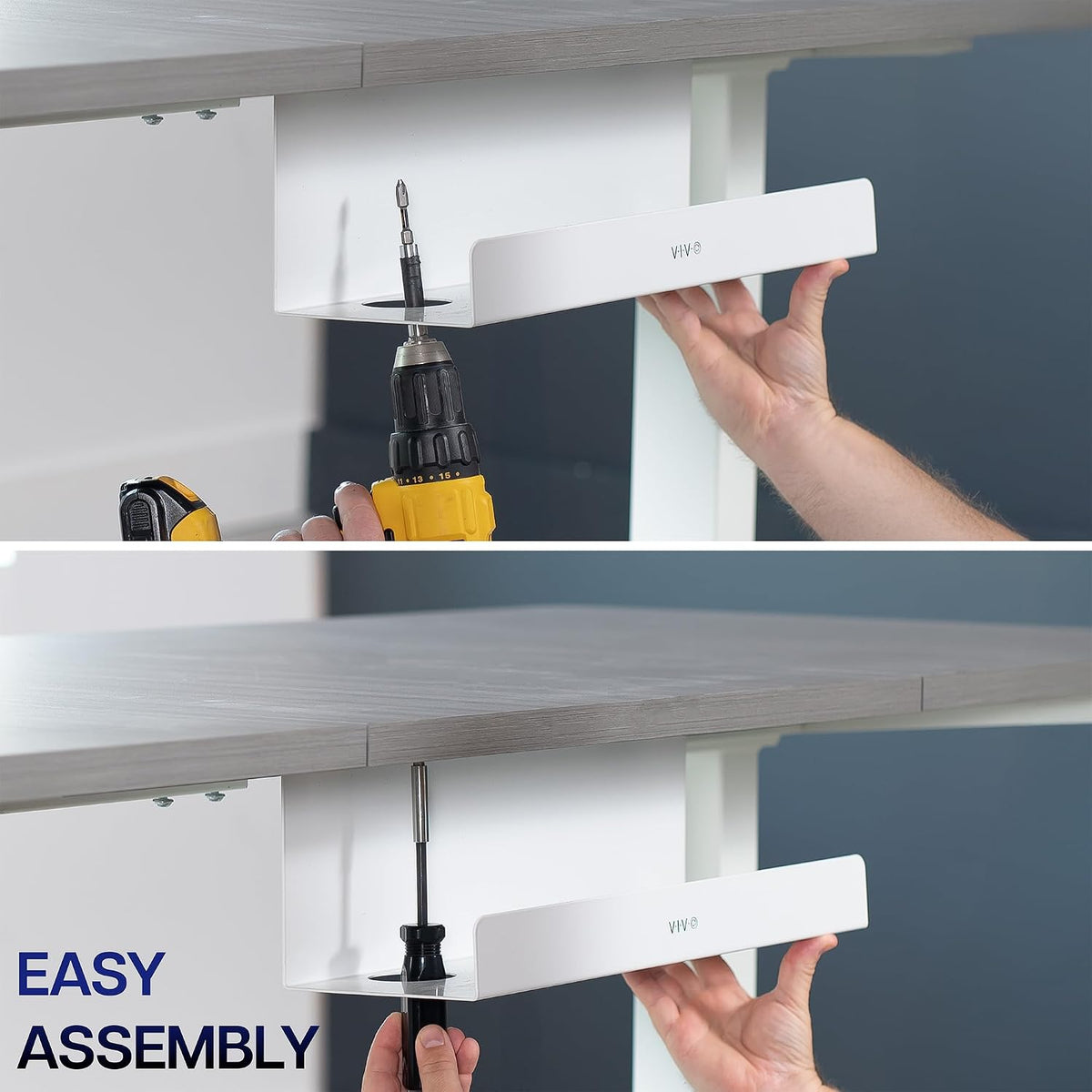 Black 17 in Under Desk Cable Management Tray, DESK-AC06-1C
