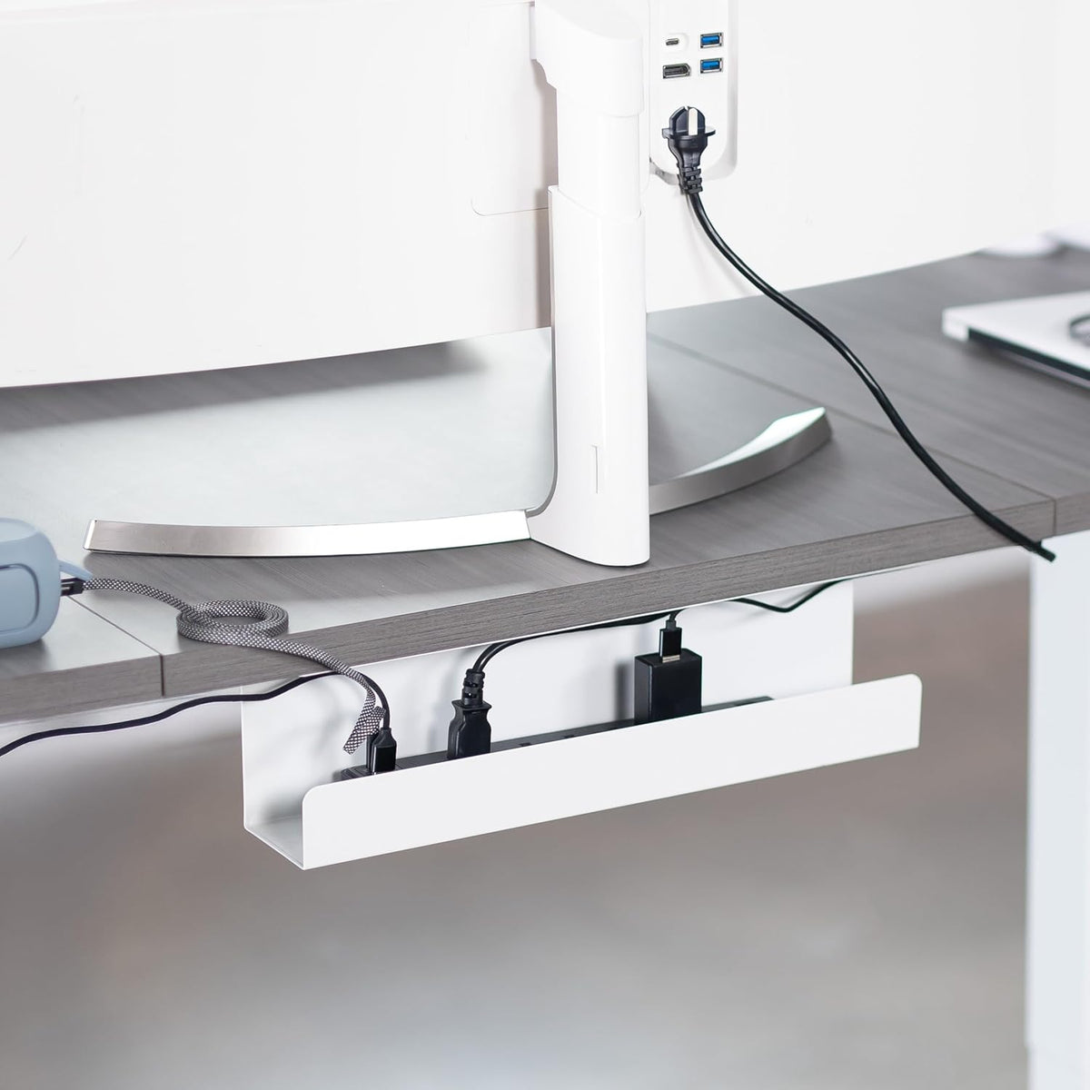 Black 17 in Under Desk Cable Management Tray, DESK-AC06-1C
