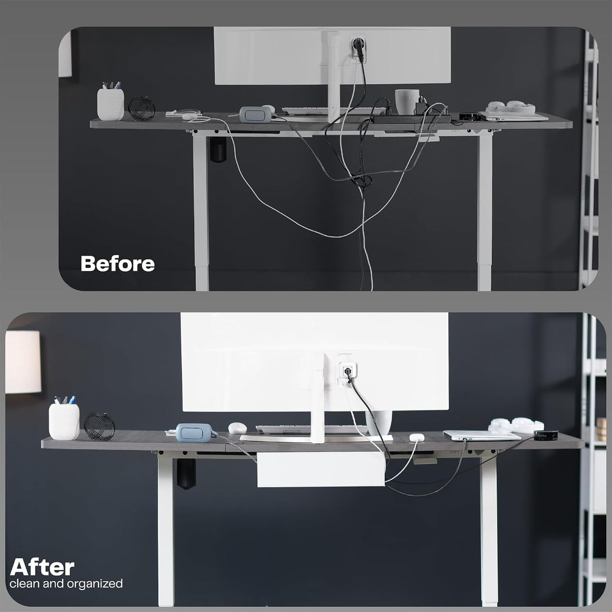 Black 17 in Under Desk Cable Management Tray, DESK-AC06-1C