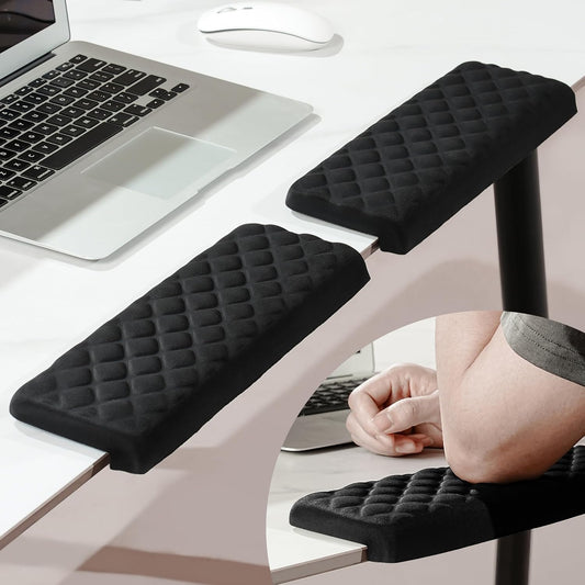 L-Shaped Desk Elbow Pad for Desk, Memory Foam Elbow Support Padding with Non-Slip, Ergonomic Desk Edge Cushion, Wrist Comfort Support for Office Home (Diamond Black)