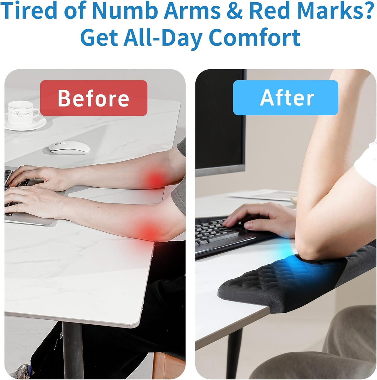 L-Shaped Desk Elbow Pad for Desk, Memory Foam Elbow Support Padding with Non-Slip, Ergonomic Desk Edge Cushion, Wrist Comfort Support for Office Home (Diamond Black)