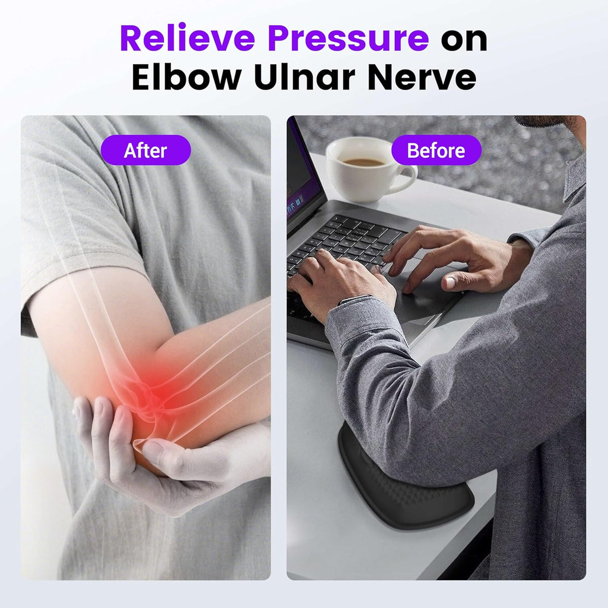 L-Shaped Desk Elbow Pad for Desk, Memory Foam Elbow Support Padding with Non-Slip, Ergonomic Desk Edge Cushion, Wrist Comfort Support for Office Home (Diamond Black)