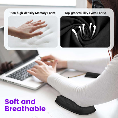 L-Shaped Desk Elbow Pad for Desk, Memory Foam Elbow Support Padding with Non-Slip, Ergonomic Desk Edge Cushion, Wrist Comfort Support for Office Home (Diamond Black)
