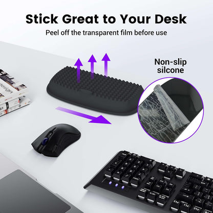 L-Shaped Desk Elbow Pad for Desk, Memory Foam Elbow Support Padding with Non-Slip, Ergonomic Desk Edge Cushion, Wrist Comfort Support for Office Home (Diamond Black)