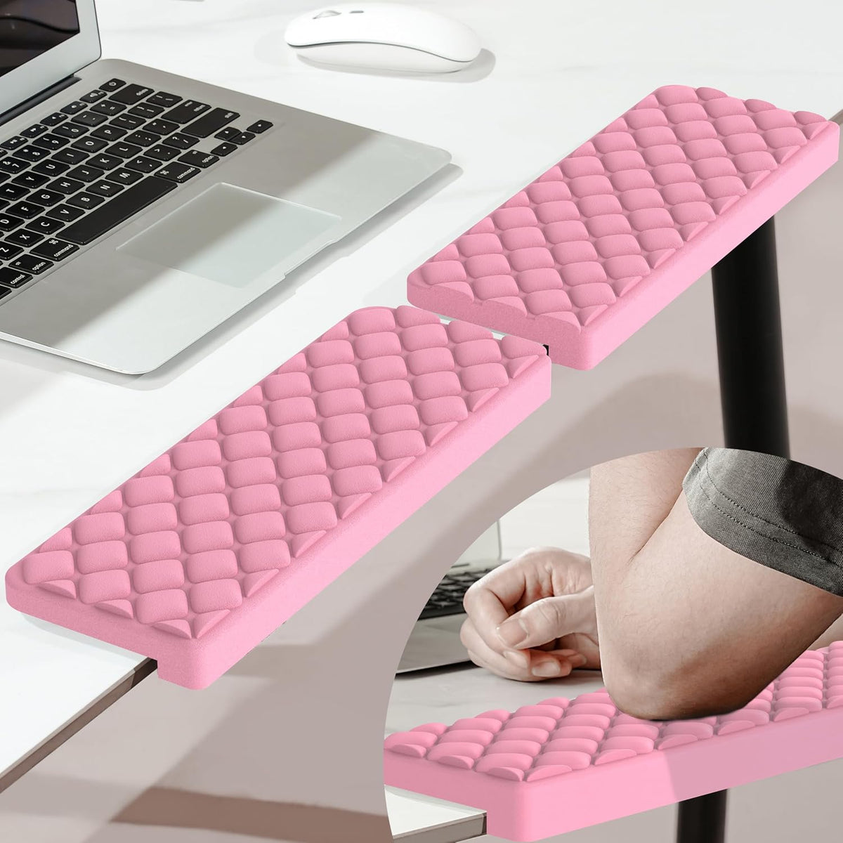 L-Shaped Desk Elbow Pad for Desk, Memory Foam Elbow Support Padding with Non-Slip, Ergonomic Desk Edge Cushion, Wrist Comfort Support for Office Home (Diamond Black)