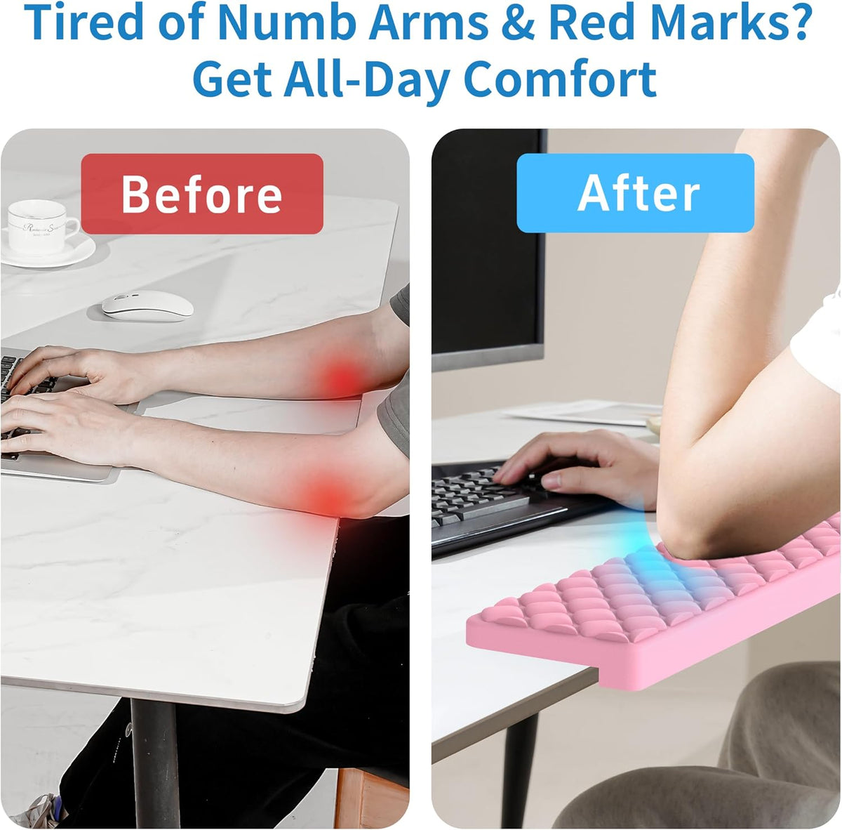 L-Shaped Desk Elbow Pad for Desk, Memory Foam Elbow Support Padding with Non-Slip, Ergonomic Desk Edge Cushion, Wrist Comfort Support for Office Home (Diamond Black)