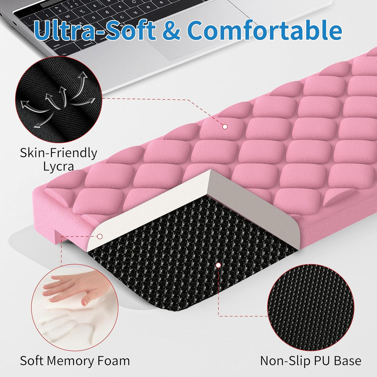 L-Shaped Desk Elbow Pad for Desk, Memory Foam Elbow Support Padding with Non-Slip, Ergonomic Desk Edge Cushion, Wrist Comfort Support for Office Home (Diamond Black)