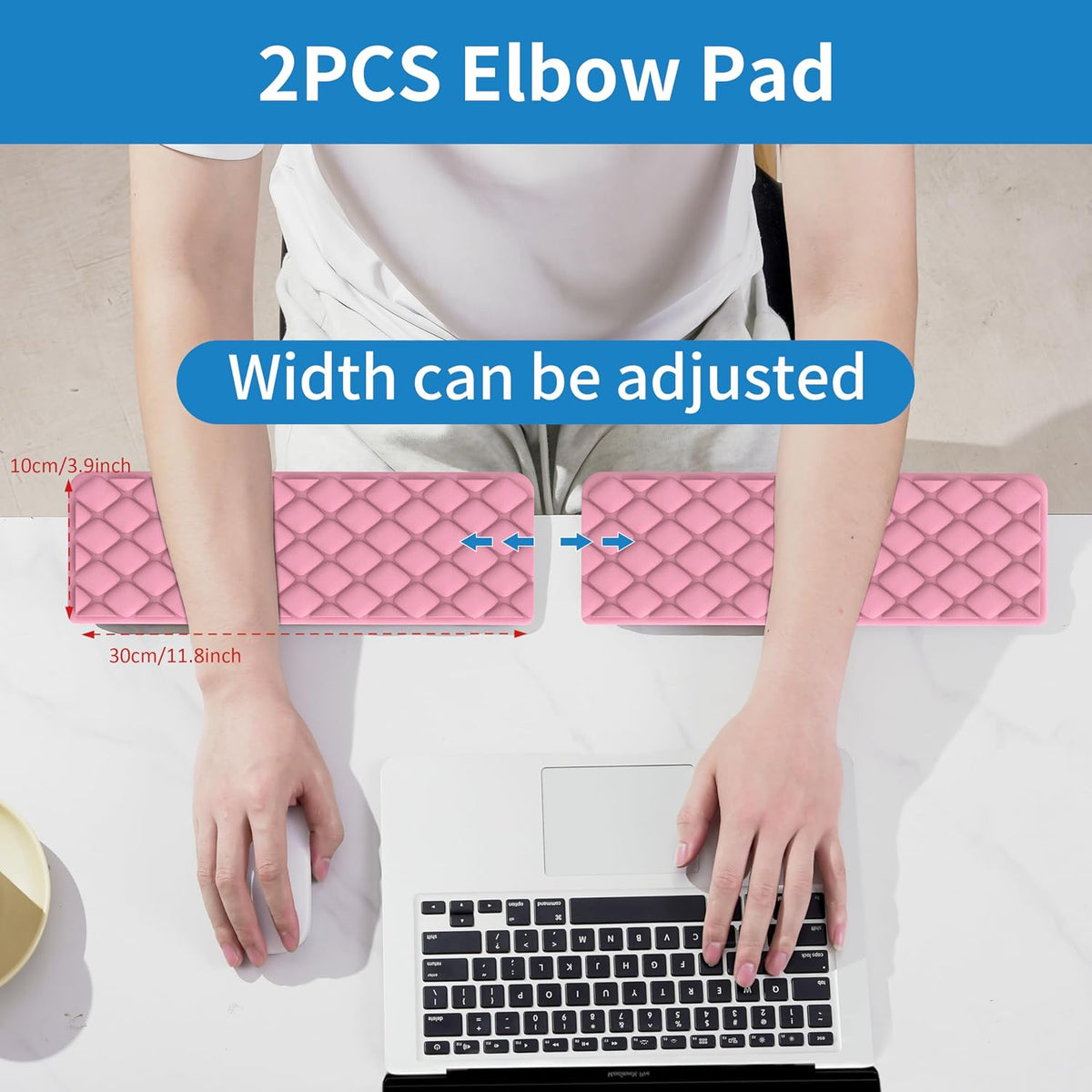 L-Shaped Desk Elbow Pad for Desk, Memory Foam Elbow Support Padding with Non-Slip, Ergonomic Desk Edge Cushion, Wrist Comfort Support for Office Home (Diamond Black)