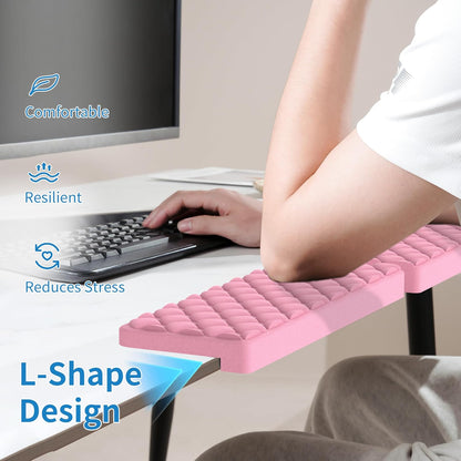 L-Shaped Desk Elbow Pad for Desk, Memory Foam Elbow Support Padding with Non-Slip, Ergonomic Desk Edge Cushion, Wrist Comfort Support for Office Home (Diamond Black)