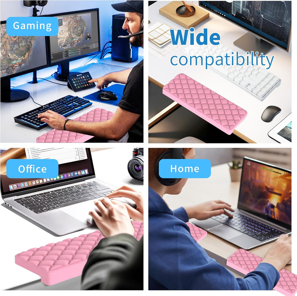 L-Shaped Desk Elbow Pad for Desk, Memory Foam Elbow Support Padding with Non-Slip, Ergonomic Desk Edge Cushion, Wrist Comfort Support for Office Home (Diamond Black)